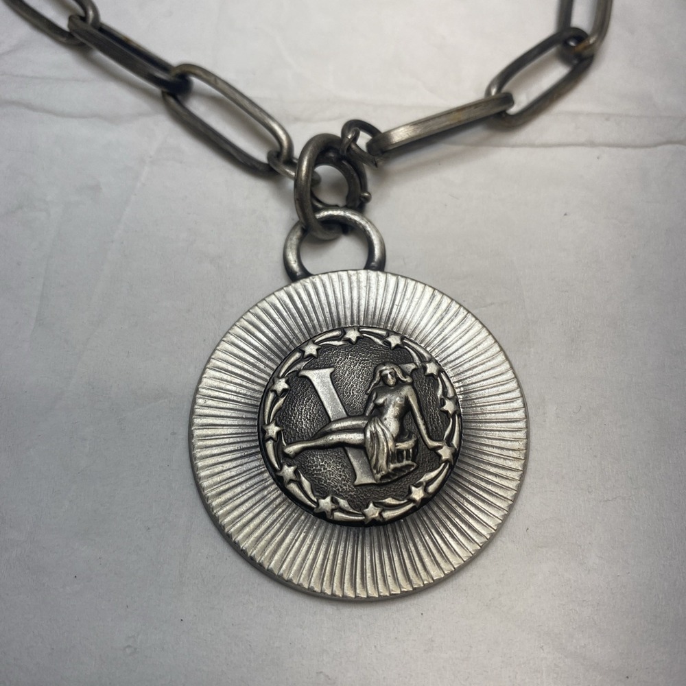 Vintage Sarah Coventry Zodiac Virgo Pendant Necklace Pewter Astrology